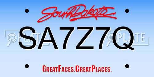 SA7Z7Q South Dakota License Plate