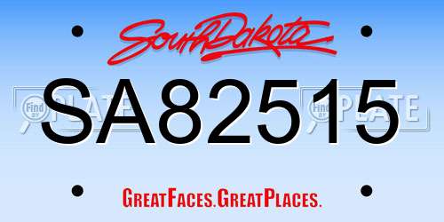 SA82515 South Dakota License Plate