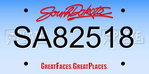 SA82518 South Dakota License Plate