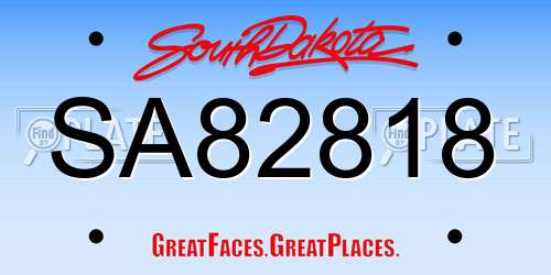 SA82818 South Dakota License Plate