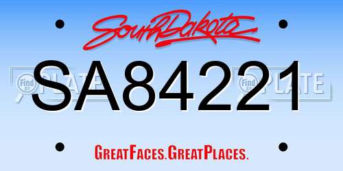 SA84221 South Dakota License Plate