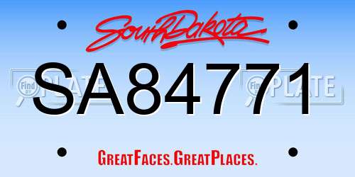 SA84771 South Dakota License Plate