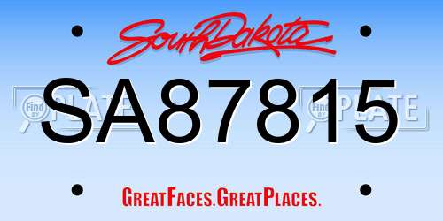 SA87815 South Dakota License Plate
