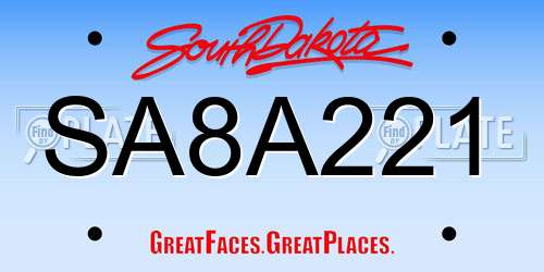 SA8A221 South Dakota License Plate