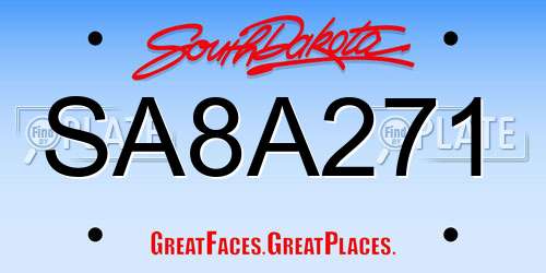 SA8A271 South Dakota License Plate