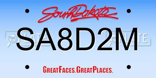 SA8D2M South Dakota License Plate