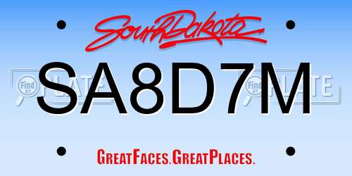 SA8D7M South Dakota License Plate