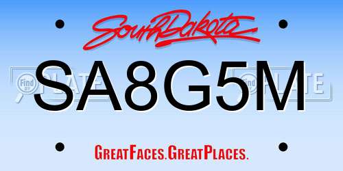 SA8G5M South Dakota License Plate