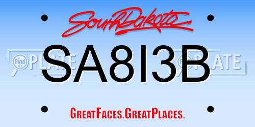 SA8I3B South Dakota License Plate