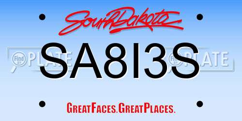 SA8I3S South Dakota License Plate