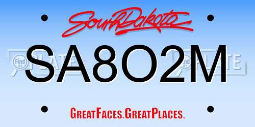 SA8O2M South Dakota License Plate