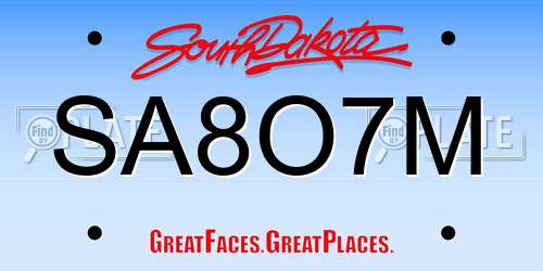 SA8O7M South Dakota License Plate