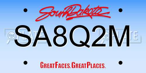 SA8Q2M South Dakota License Plate