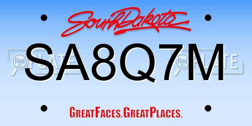 SA8Q7M South Dakota License Plate