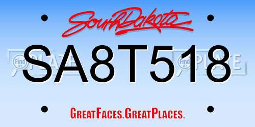 SA8T518 South Dakota License Plate