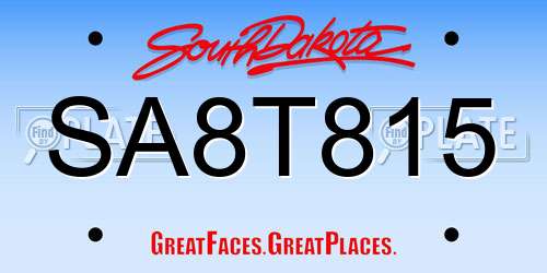 SA8T815 South Dakota License Plate