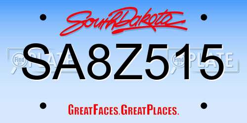 SA8Z515 South Dakota License Plate