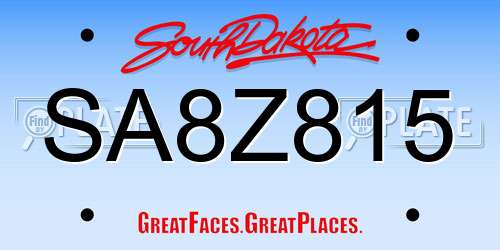 SA8Z815 South Dakota License Plate