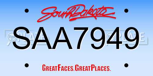 SAA7949 South Dakota License Plate