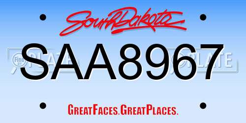 SAA8967 South Dakota License Plate