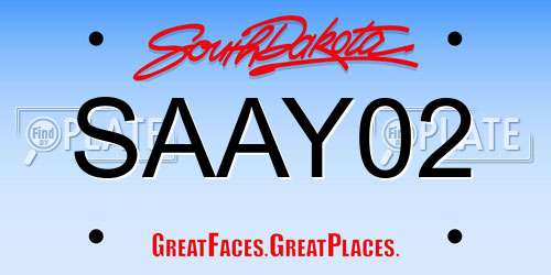 SAAY02 South Dakota License Plate