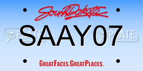 SAAY07 South Dakota License Plate