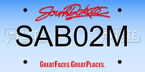 SAB02M South Dakota License Plate
