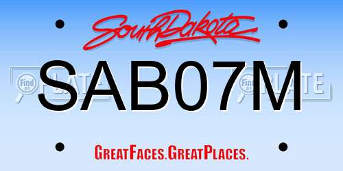 SAB07M South Dakota License Plate
