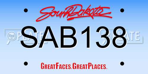 SAB138 South Dakota License Plate