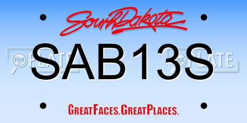 SAB13S South Dakota License Plate