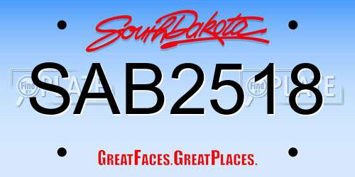 SAB2518 South Dakota License Plate