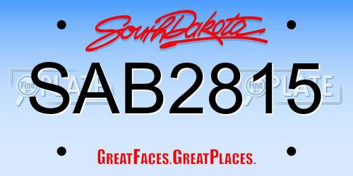 SAB2815 South Dakota License Plate