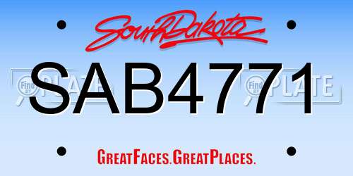 SAB4771 South Dakota License Plate