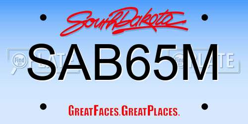 SAB65M South Dakota License Plate