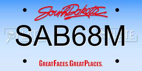 SAB68M South Dakota License Plate