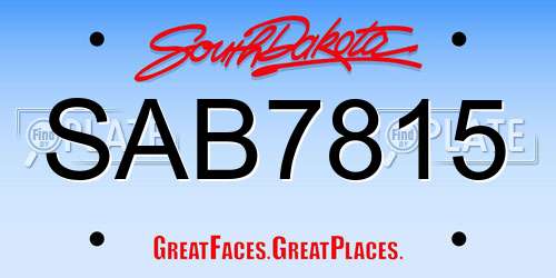 SAB7815 South Dakota License Plate