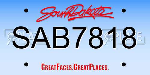 SAB7818 South Dakota License Plate