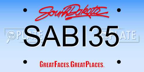 SABI35 South Dakota License Plate