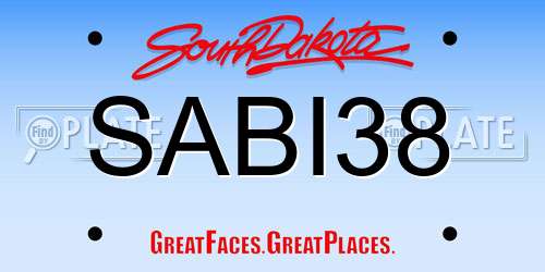 SABI38 South Dakota License Plate