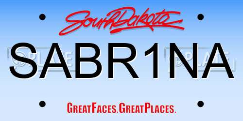 SABR1NA South Dakota License Plate