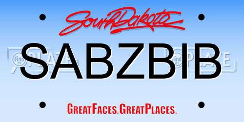 SABZBIB South Dakota License Plate