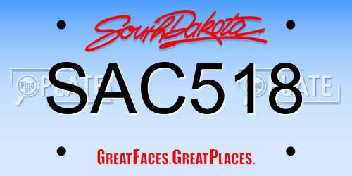 SAC518 South Dakota License Plate