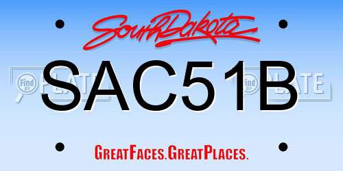 SAC51B South Dakota License Plate