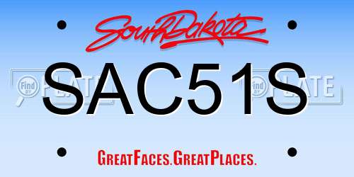 SAC51S South Dakota License Plate