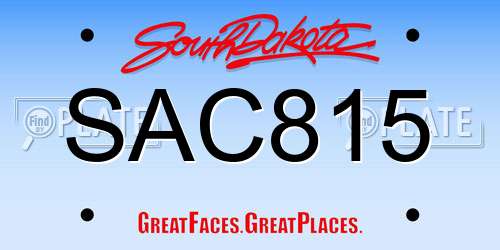 SAC815 South Dakota License Plate