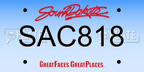 SAC818 South Dakota License Plate