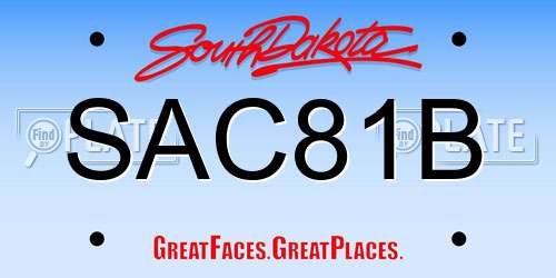 SAC81B South Dakota License Plate