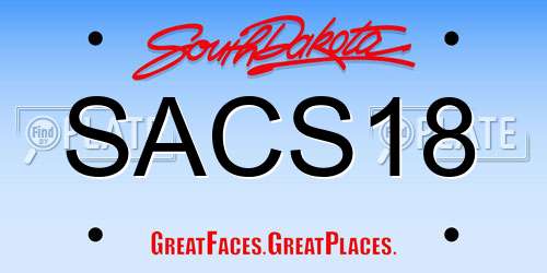 SACS18 South Dakota License Plate