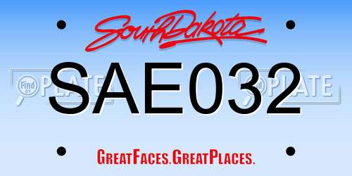 SAE032 South Dakota License Plate