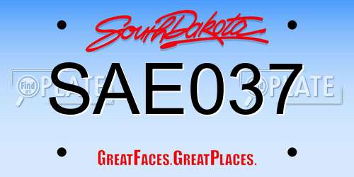 SAE037 South Dakota License Plate